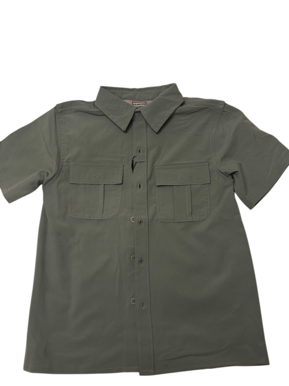 Hunter Olive Green Short Sleeve Button-Down Shirt - Performance - fishing shirt
